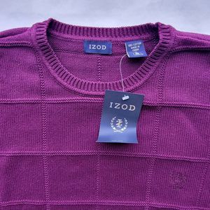 Cotton Izod Burgundy Men's Sweater XL ~ Pullover Crew Neck ~ NWT ~ Y2K Mens